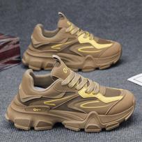 New Men's Casual Sports Shoes Bulky Thick Sole Running and Walking Shoes Mens Breathable Shock Absorbing Jogging Tennis Shoes 39 brown