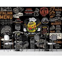 Sieninis paveikslas Burgerio Tapetai 3d Mėsainio Sumuštinio Tapetai Pica Vištienos Vyniotinis Vakarų Restorano Tapetai Greito Maisto Užkandžių Parduotuvės Sieninis Paveikslas 200 cm(W) x 140 cm(H)