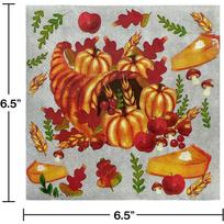 20 vnt./pak. 33*33cm 2 sluoksnių vienkartinės vakarėlio servetėlės Padėkos dienos raštas brown