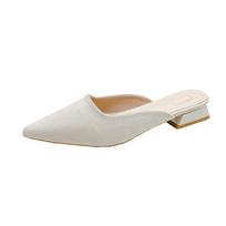 fashion Women's Retro 2024 Spring New One Step Soft Sole Comfortable and Versatile Single Shoes Women's Simple Round Head Slippers 35