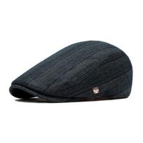 Autumn Winter Berets Men's Retro Forward Cap Stripe Velvet Thick Cap žalia
