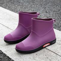 madingi batai nuo lietaus moterims kulkšnys Guminiai batai vandeniui atsparūs kauliai Moteriški darbo sauga batai sodo batai žvejybai avalynė Wader Sapato Chuva 36 violetinė