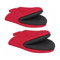 2Pcs Heat Resistant Oven Mitts with Hanging Loop Non-Slip Grip Baking Gloves Kitchen Oven Mitts for Grilling Cooking raudona