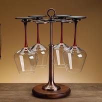 Stemware Organizer Display Shelf Sturdy Decoration Wood Base Portable Goblet Metal