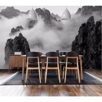3D fototapetas Fono Sieninė tapyba Juoda ir Balta Debesų Kalnų Peizažas Svetainės Miegamojo Sieninė tapyba 200 cm(W) x 140 cm(H) gray
