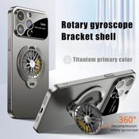 360° besisukančio giroskopo magnetinis stovas telefono dėklas, skirtas iPhone 15 Pro Max 11 12 13 14 Pro Max Didelis langų objektyvo apsauginis dangtelis For iPhone 11 pilka