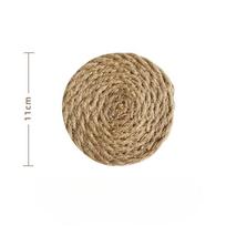 Apvalių pintų padėkliukų rinkinys po 4 valgomojo stalams, karščiui atsparūs stalo kilimėliai, audiniai, pagaminti iš sodybos 11CM*2Pcs