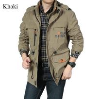 Outdoor Sports Hooded Solid Color Coat Men's Autumn and Winter All-in-one Warm Casual Windstorm Jacket Comfortable Breathable Mountaineering Clothing M chaki