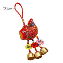 Spring Festival Wind Chimes Sachet Car Pendant Vibrant Color Embroidery Pattern Metal Bell Wind Chimes Hanging Decor