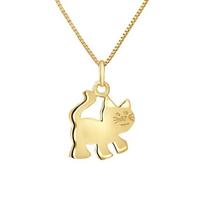 Pendentif Enfant - LÉA & ARTHUR - Motif CHAT - Or Jaune - 375 Millièmes - Bijou de Qualité geltona
