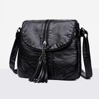 Naujo dizaino pečių krepšiai Minkštos odinės rankinės Moteriškos žinutės Krepšiai Crossbody Krepšys Mados Moteriškos rankinės Moteriškos piniginės ir rankinės Atvartas juoda