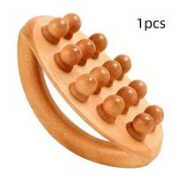 Carbonized Wood Gua Sha Massage Stick - 12-Bead Back Scrapping Meridian Care Wand for Deep Muscle Relaxation and Body Massage 1pc beige