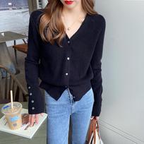 Sweet V-neck Knitted Cardigan Jacket Women Fashion Womens Clothing Autumn Winter Thin Loose Cardigan Top Sueter Mujer 31075 One Size juoda