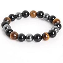 Apyrankė - MARQUEUNE - Tigro akis - Hematitas - Juodasis obsidianas - Unisex juoda