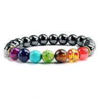 Pierre naturelle oeil de tigre 7 Chakra Bracelets & Bracelets Yoga Balance perles bouddha prière Bracelet élastique LM78627562 juoda
