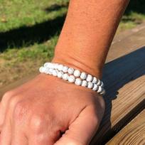 Bracelet stabilisant - SHOP-STORY - Howlite blanche - Lot de 2 - Diamètre perles 6 mm - Mixte balta