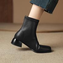 Krazing Pot Microfiber Autumn Winter Shoes Big Size Chelsea Boots Med Heels Round Toe Keep Warm Back Zipper Size 43 Ankle Boots 34 juoda