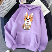 Milk Tea Cup Corgi Fashion Unisex Hoodies Spring Autumn Male Casual Hoodies Sweatshirts Student Basic Hoodies Sweatshirt Tops XS white