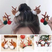 20 Pairs Hair Ball Christmas Antler Deer Ear Hairpins Hair Clip Hair Accessories Christmas Headbands Christmas Gift For Kids T