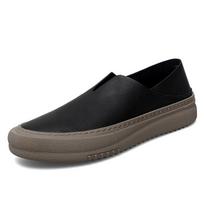 FashionFashionable Men's Comfortable Cowhide Hollow Lazy Shoes Summer Men's Outdoor Anti Slip Driving Shoes Seasonal Casual Hole Shoes 38 juoda