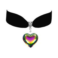 Gothic Heart Choker Necklace Black Velvet Choker Adjustable Length Electroplated Symbol of Love įvairiaspalvis