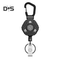1/2Pcs Polygonal Carabiner Keychain with 60cm Retractable Wire Rope Lobster Clasp Design Easy Key Fixation Climbing Camping Travel Keychain 1pc