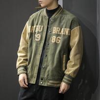 Tide Brand American Retro Suede Jacket Men'S Loose Large Size Contrasting Color Splicing Baseball Jacket Tide M