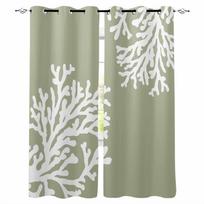 Koralų šalavijų žalia užtamsinantys užuolaidos svetainei, miegamajam, spausdintos langų dekoracijos, užuolaidos, namų dekoras W135 x H60cm white