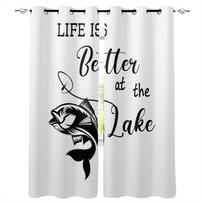 Seaside Fishing Hook Black White Blackout Curtains For Living Room Bedroom Printed Window Treatment Drapes Home Decor W135 x H60cm