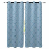 Diamond Grid Texture Wave Ride Blackout Curtains For Living Room Bedroom Printed Window Treatment Drapes Home Decor W135 x H60cm