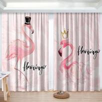 Nordic Ins Simple Flamingo Green Plant Living Room High Blackout Curtain Princess Chidren's Room Bay Window 2 Pieces Shading W55 X H120cm X 2&Grommet Top gray