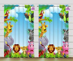 ABCD Alphabet Printed Curtains for Kids, Room Blinds, Window, Living Room, Kitchen Treatment, Ready Made Small Drape 50W160H(CM)x2Panel&Hook
