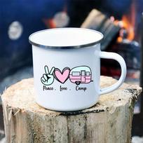 Peace Love Camp Print Coffee Mug Outdoor Travel Enamel Mugs Stainless Cup Cupshe Cups for Coffee and Tea Original Breakfast Cups 360ML