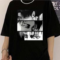 Moteriški marškinėliai japoniški Anime Attack On Titan Levi Ackerman Eye Punk Tops Vasaros Harajuku Oversized Gothic Marškinėliai trumpomis rankovėmis S