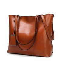 New Fashionable High Quality Handbag Designer Oil Wax Leather Women's Shoulder Bag All Matching Large Capacity Shoulder Bag
