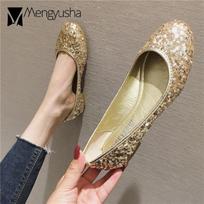 Fashion Bridesmaid Bling round toe sequined cloth ballet flats women moccasins shoes woman loafers slip on glitter catwalk ballerina 5 auksas