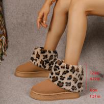 Fashion Leopard Women Ankle Snow Boots Fur Suede New 2024 Fashion Platform Warm Shoes Winter Short Plush Boots Casual Chaussure Femme 36 ruda