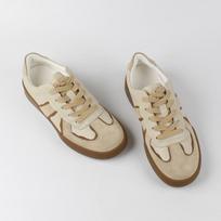 Fashion Top layer cowhide retro German training shoes, women's leather flat bottomed casual sports shoes 35