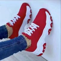 Fashion Red Sneakers Women Woman Tennis Shoes Canvas Shoe Female Casual Shoes Ladies Sport Platform Sneaker Hollow Out Shoes 35 raudona