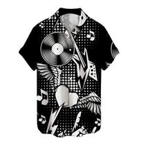 Summer New Plus Size Hong Kong Style Men's Shirt with Digital Printing Casual Short Sleeved Shirt for Men M