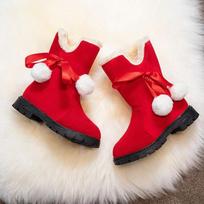 Botas De Nieve Kid Snow Boot Winter Boots Plush Children Cotton Boot Girl Princess Boot Anti Slip Kid Shoes Fashion Padded Boots 26-insole15.7cm raudona