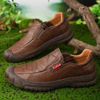Fashion 2024 Men's casual shoes, leather sleeves, lazy loafers, flat bottomed walking shoes, outdoor shoes, soft soled driving shoes 38 ruda