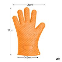 1 Pack Silicone Gloves Kitchen Grilling Gloves Oven Gloves Heat Resistant Anti-Slip Cooking Grilling Gloves Baking Gloves A2 orange