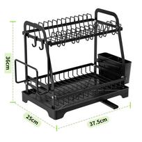 2-Tier Dish Drying Rack Kitchen Countertop Storage Rack with Cups Utensil Cutting Board Holder Kitchen Organizer Drainer juoda