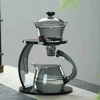Cherry Lazy Semi-automatic Glass Tea Set With Cups Magnetic Type Heat Resistant Glass Teapot Best Choice For Gift