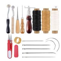 Odos siuvimo rinkiniai su siūlų siuvimo adata, drožimo darbo grioveliu, skirtu „pasidaryk pats“ odos amatininkų taisymo įrankiui „Leathercraft“