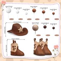 Western Cowboy Hat Boy Birthday Party Cake Decorations Oh Baby Brown Cowboy Hat Boots Cake Decor Babyshower Party Cake Toppers brown