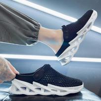 Madingos vasarinės vyriškos basutės, tinkliniai laisvalaikio batai, paplūdimio šlepetės vyrams, sportbačiai, klumpės, vyriški kvėpuojantys sandalai, Zapatos Hombre, 44 dydis 39 juoda