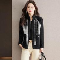 Women's Spring and Fall Short Casual Baseball Uniform Long-sleeved Stand-up Collar Temperament Jacket M