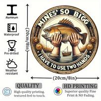 Vintage Humor Fishing Aluminum Circle Wall Sign with Pre-drilled Holes Waterproof and Weather Resistant Versatile Home Decor juoda